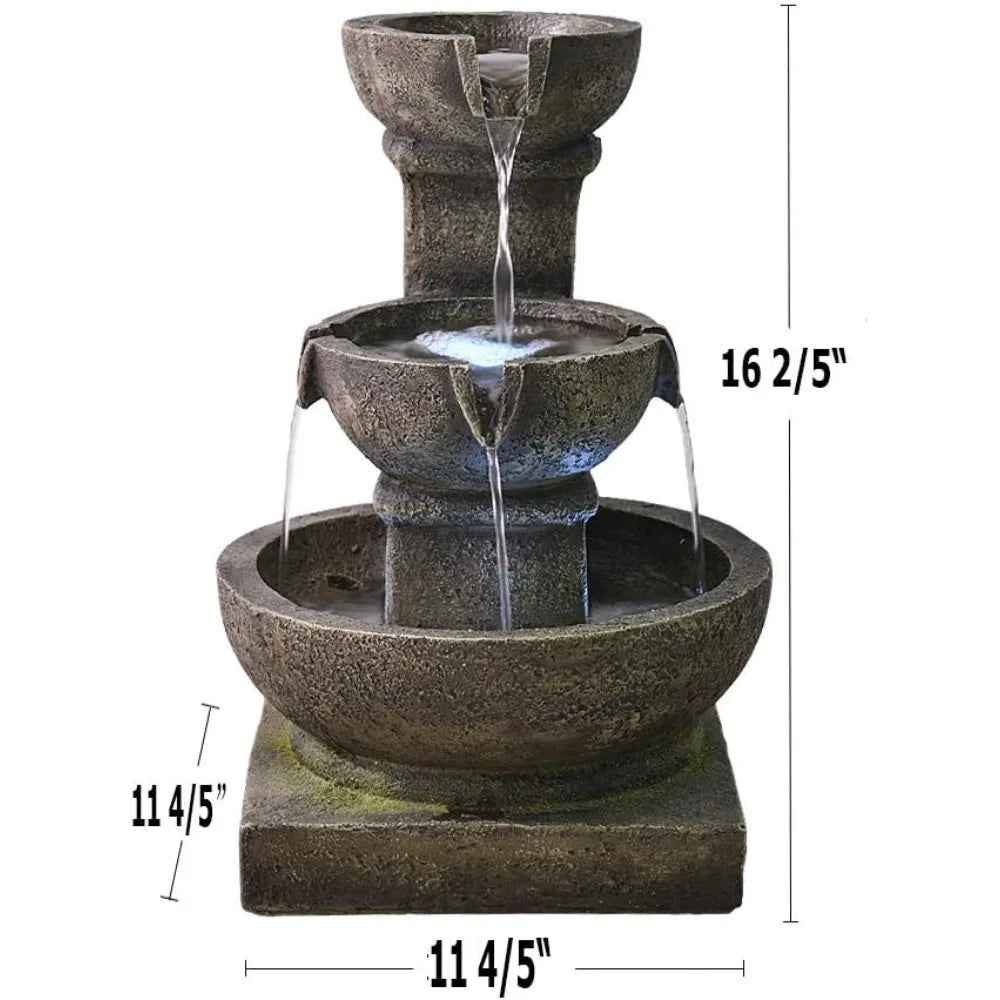 Outdoor Waterfall Fountain - Relaxing Soothing Garden Fountains Outdoor, Fountain Patio Outdoor for The Garden&Patio with LED Li