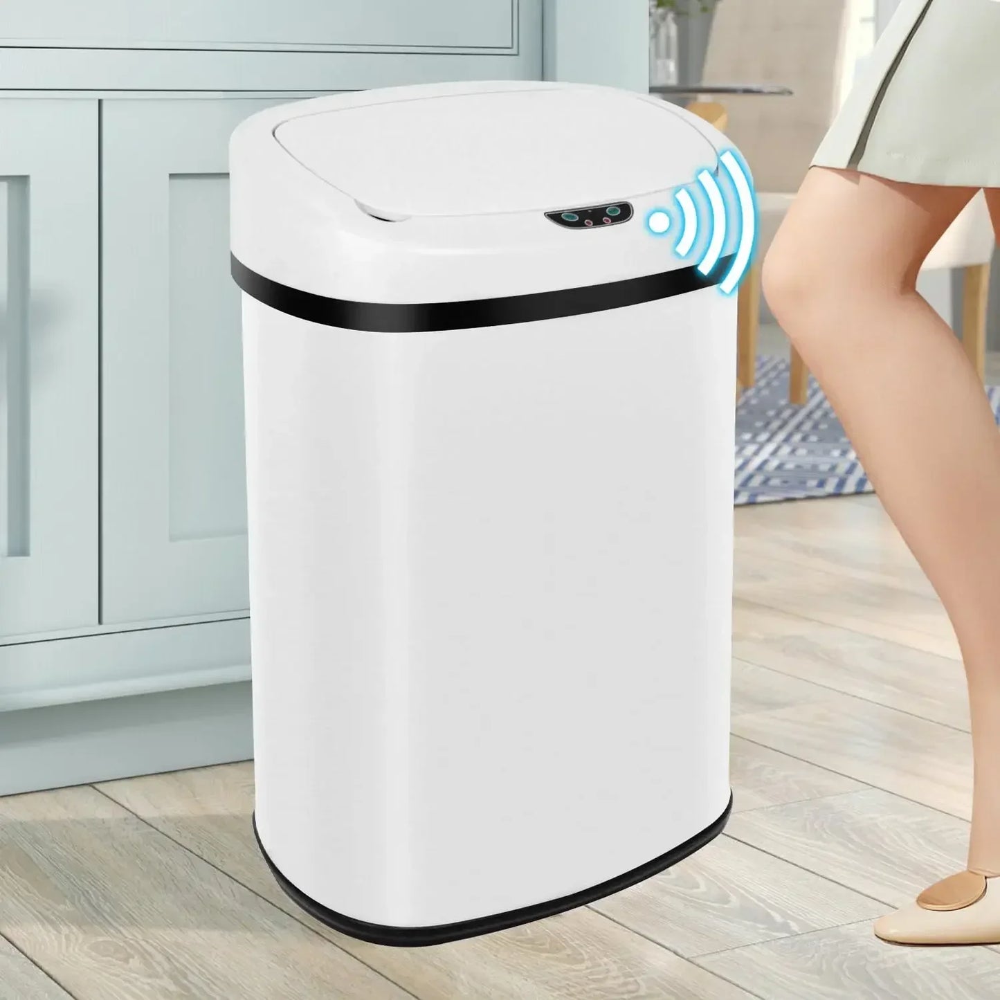 13-Gallon Kitchen Trash Can 50L Stainless Steel Garbage Can Automatic Touch Free Garbage Bin Motion Sensor Trash Can