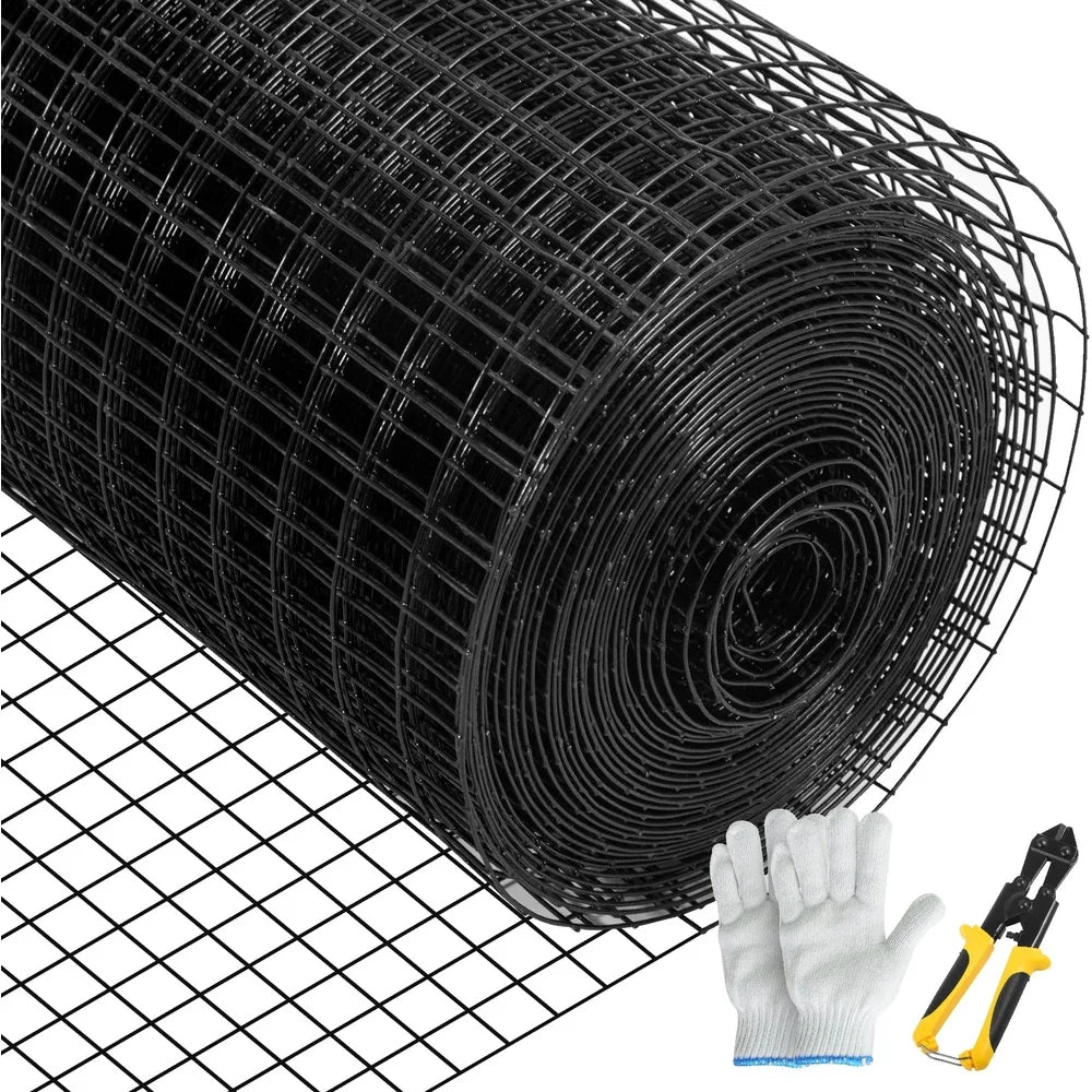 Durable Vinyl Coated Galvanized Steel Hardware Cloth 48 Inch x 50 Feet 16 Gauge Wire Mesh with Cutting Tool Garden Protection