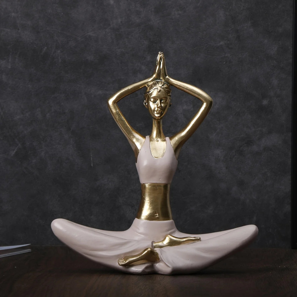 1 Elegant Resin Yoga Art Figures - Abstract Meditation Decor,Versatile White & Golden Home Accents, Zen Home Decor
