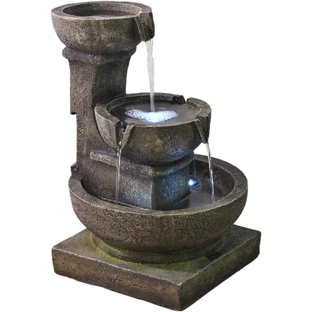 Outdoor Waterfall Fountain - Relaxing Soothing Garden Fountains Outdoor, Fountain Patio Outdoor for The Garden&Patio with LED Li
