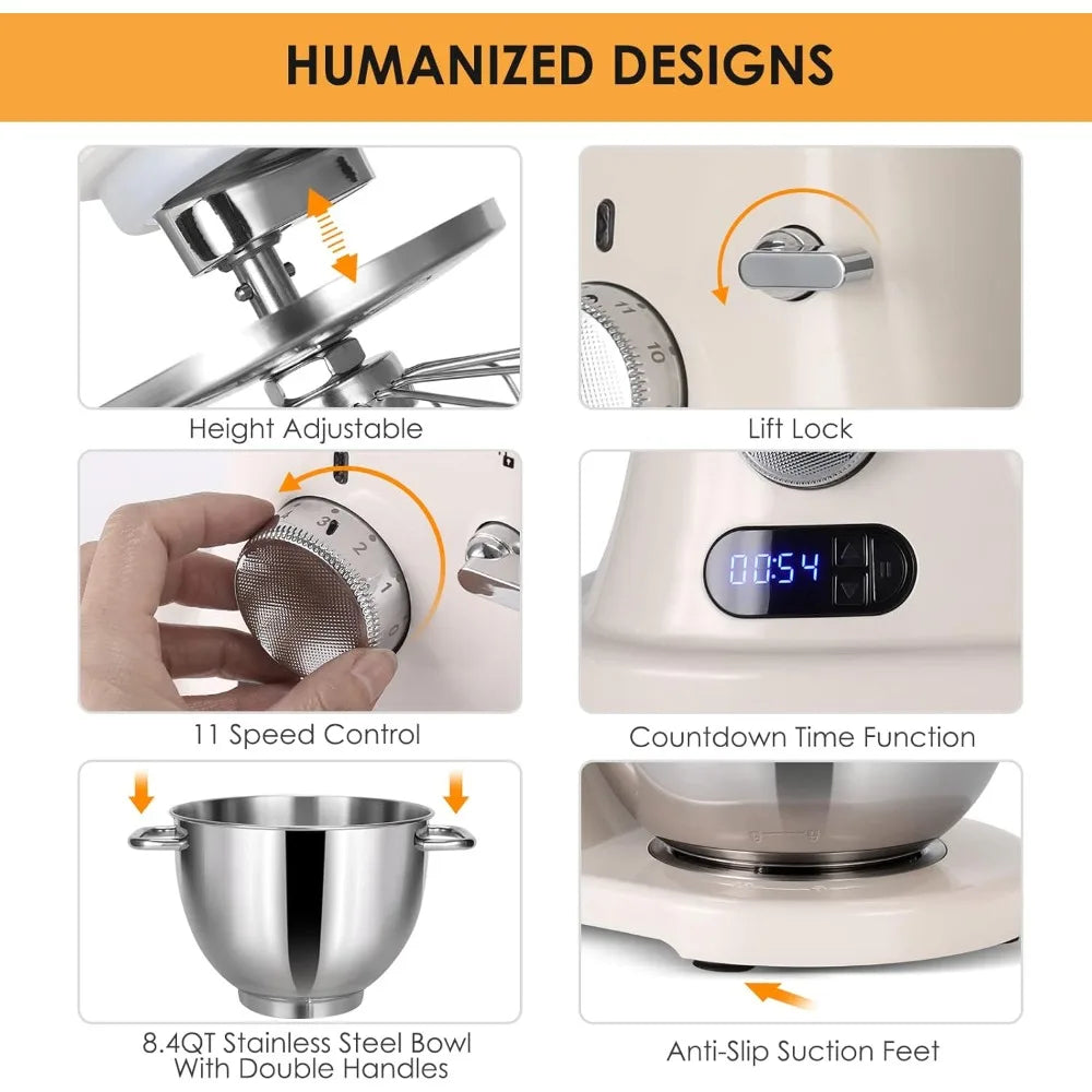 Hot Sale Commercial Stand Mixer 800W with NSF Certified and Aluminum Die Casting, Mixers Kitchen Electric Stand Mixer Metal