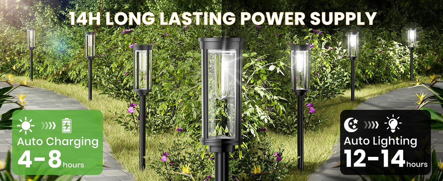 Bright Solar Lights Outdoor 6 Pack Waterproof IP65 Solar Pathway Lights Auto On Off Long Lasting Yard Lighting