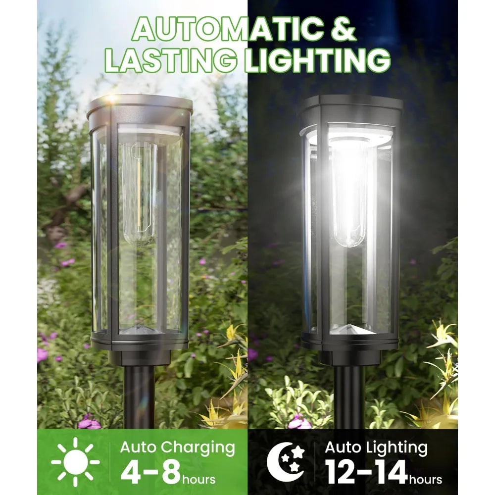 Bright Solar Lights Outdoor 6 Pack Waterproof IP65 Solar Pathway Lights Auto On Off Long Lasting Yard Lighting