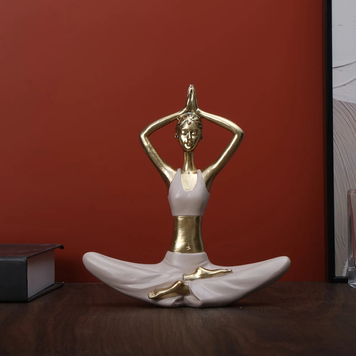1 Elegant Resin Yoga Art Figures - Abstract Meditation Decor,Versatile White & Golden Home Accents, Zen Home Decor