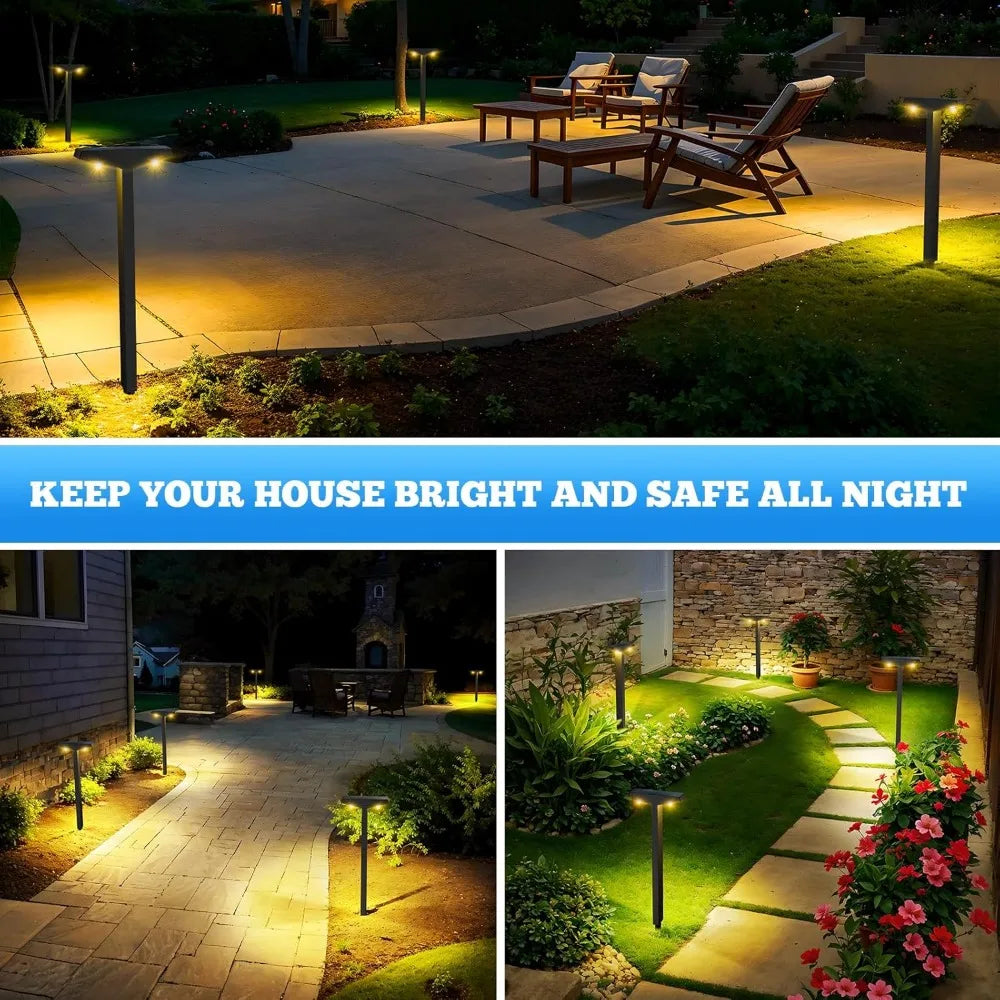 Waterproof Solar Garden Decorative Landscape Lighting for Path Lawn Walkway Driveway Backyard Decor Warm White