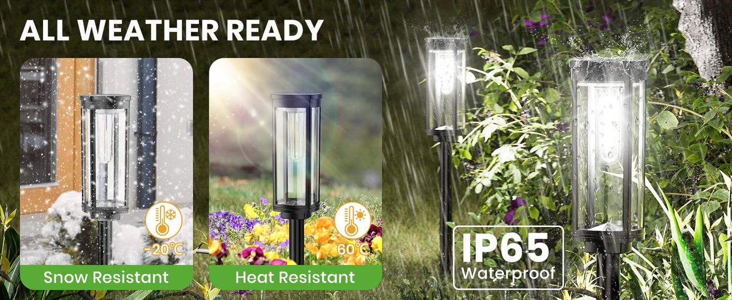 Bright Solar Lights Outdoor 6 Pack Waterproof IP65 Solar Pathway Lights Auto On Off Long Lasting Yard Lighting