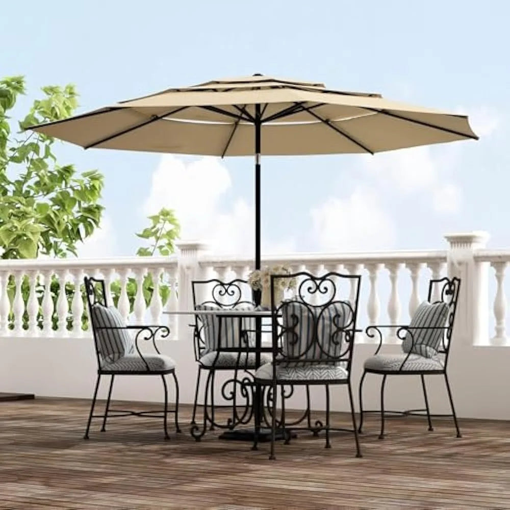 10ft Outdoor Patio Umbrellas 3 Tier Vented Market Table Umbrella Windproof for Backyard Deck Garden