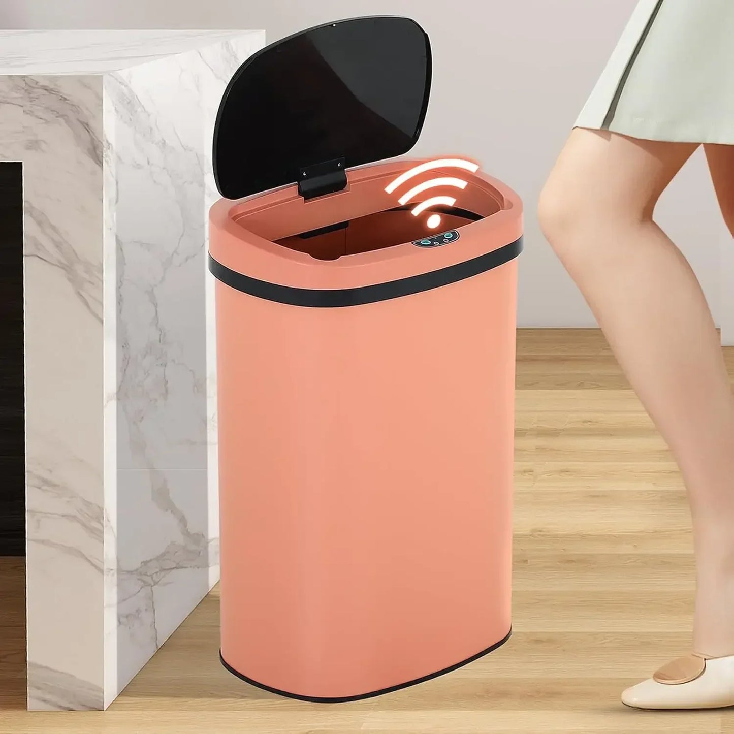 13-Gallon Kitchen Trash Can 50L Stainless Steel Garbage Can Automatic Touch Free Garbage Bin Motion Sensor Trash Can