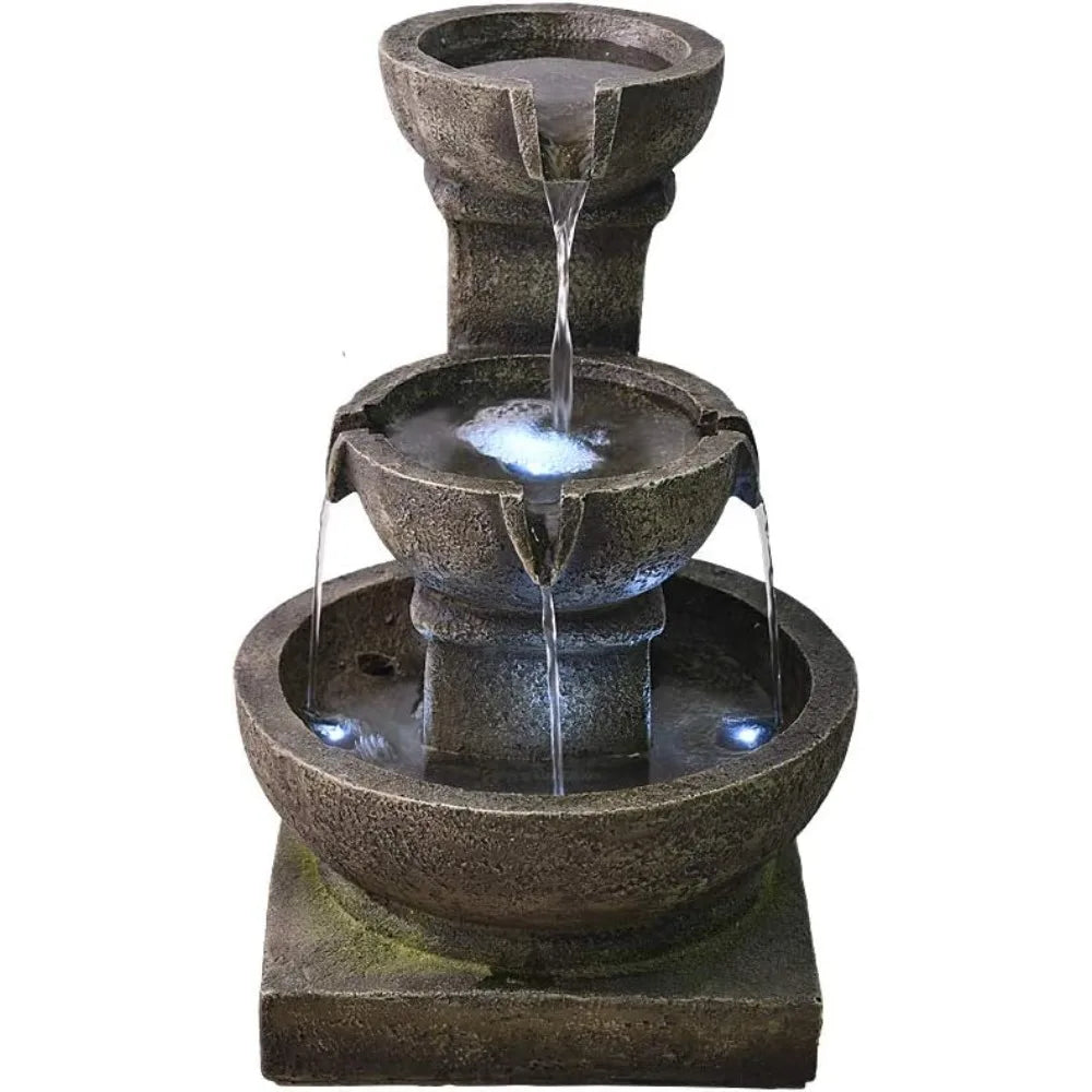 Outdoor Waterfall Fountain - Relaxing Soothing Garden Fountains Outdoor, Fountain Patio Outdoor for The Garden&Patio with LED Li
