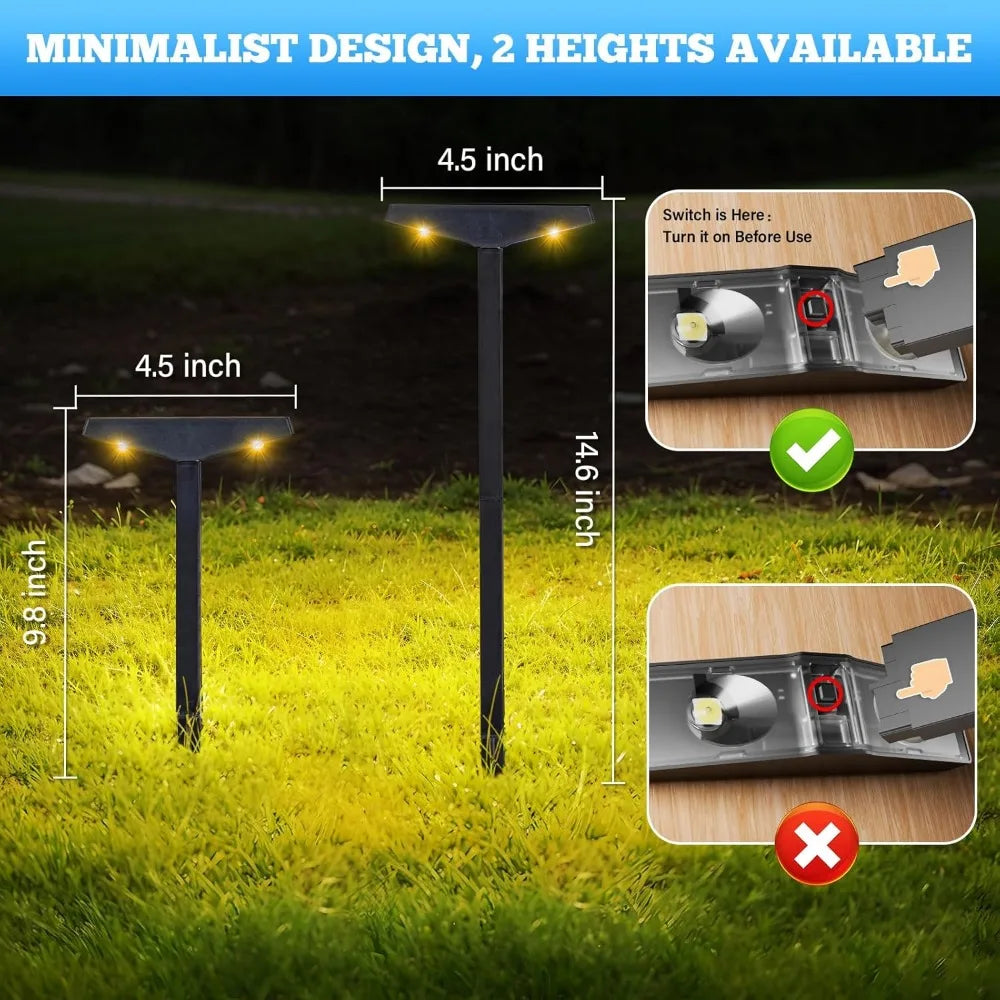 Waterproof Solar Garden Decorative Landscape Lighting for Path Lawn Walkway Driveway Backyard Decor Warm White