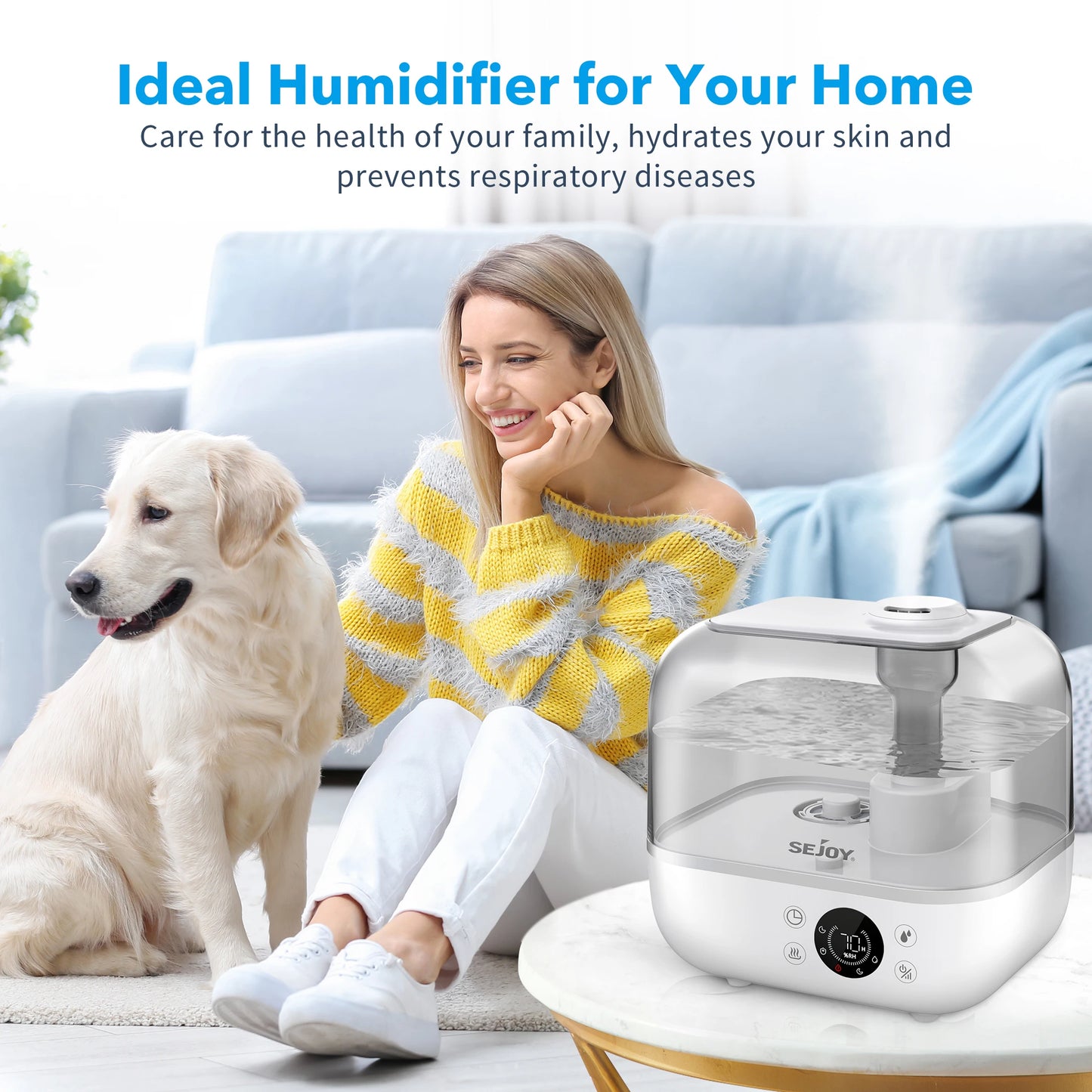 Sejoy Cool Mist Humidifiers for Bedroom Large Room 5L with Essential Oil Ultrasonic Humidifier for Home Baby Office Bedroom