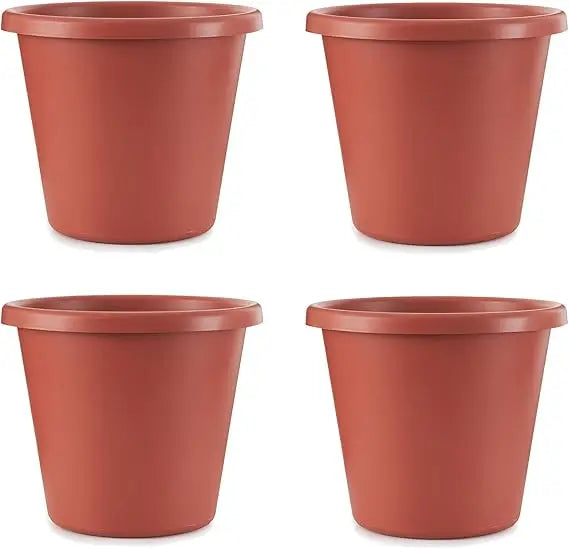 The HC Companies 20 Inch Classic Durable Plastic Flower Pot Container Garden Planter with Drainage Holes Terra Cotta