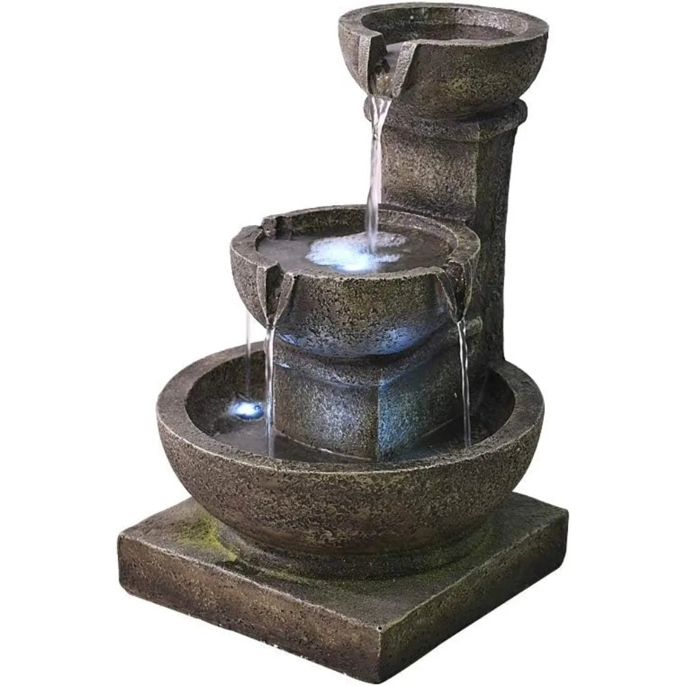 Outdoor Waterfall Fountain - Relaxing Soothing Garden Fountains Outdoor, Fountain Patio Outdoor for The Garden&Patio with LED Li