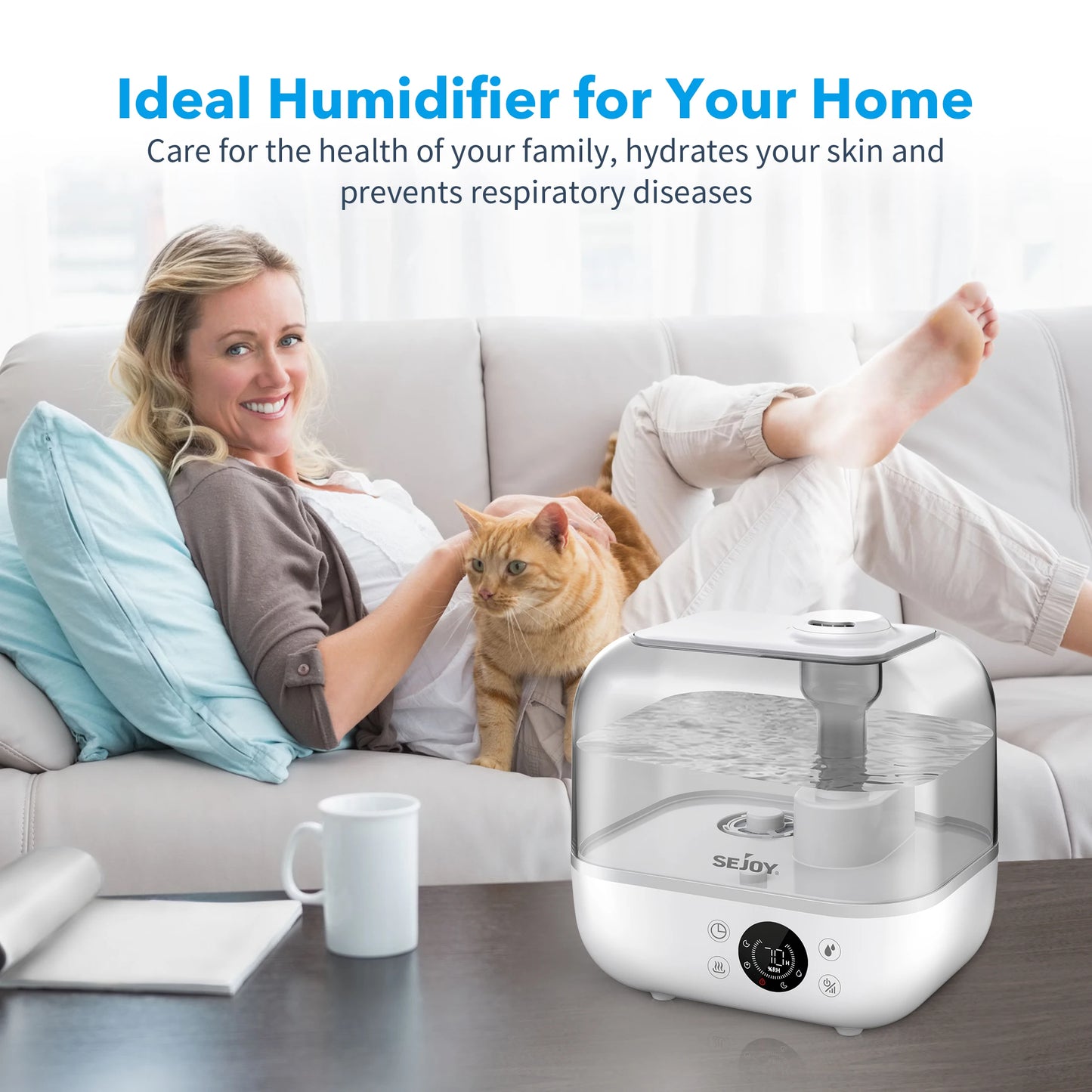 Sejoy Cool Mist Humidifiers for Bedroom Large Room 5L with Essential Oil Ultrasonic Humidifier for Home Baby Office Bedroom