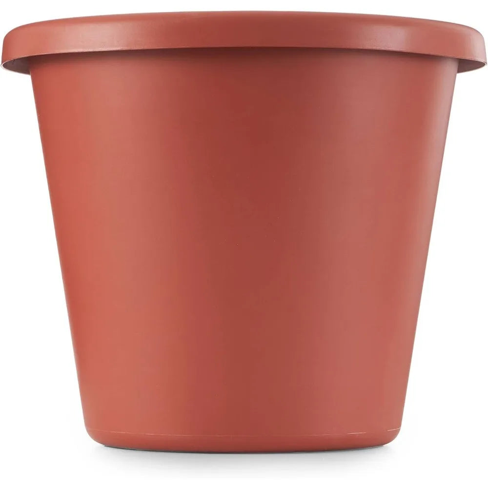 The HC Companies 20 Inch Classic Durable Plastic Flower Pot Container Garden Planter with Drainage Holes Terra Cotta