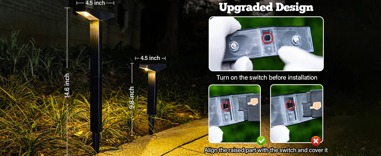 Waterproof Solar Garden Decorative Landscape Lighting for Path Lawn Walkway Driveway Backyard Decor Warm White