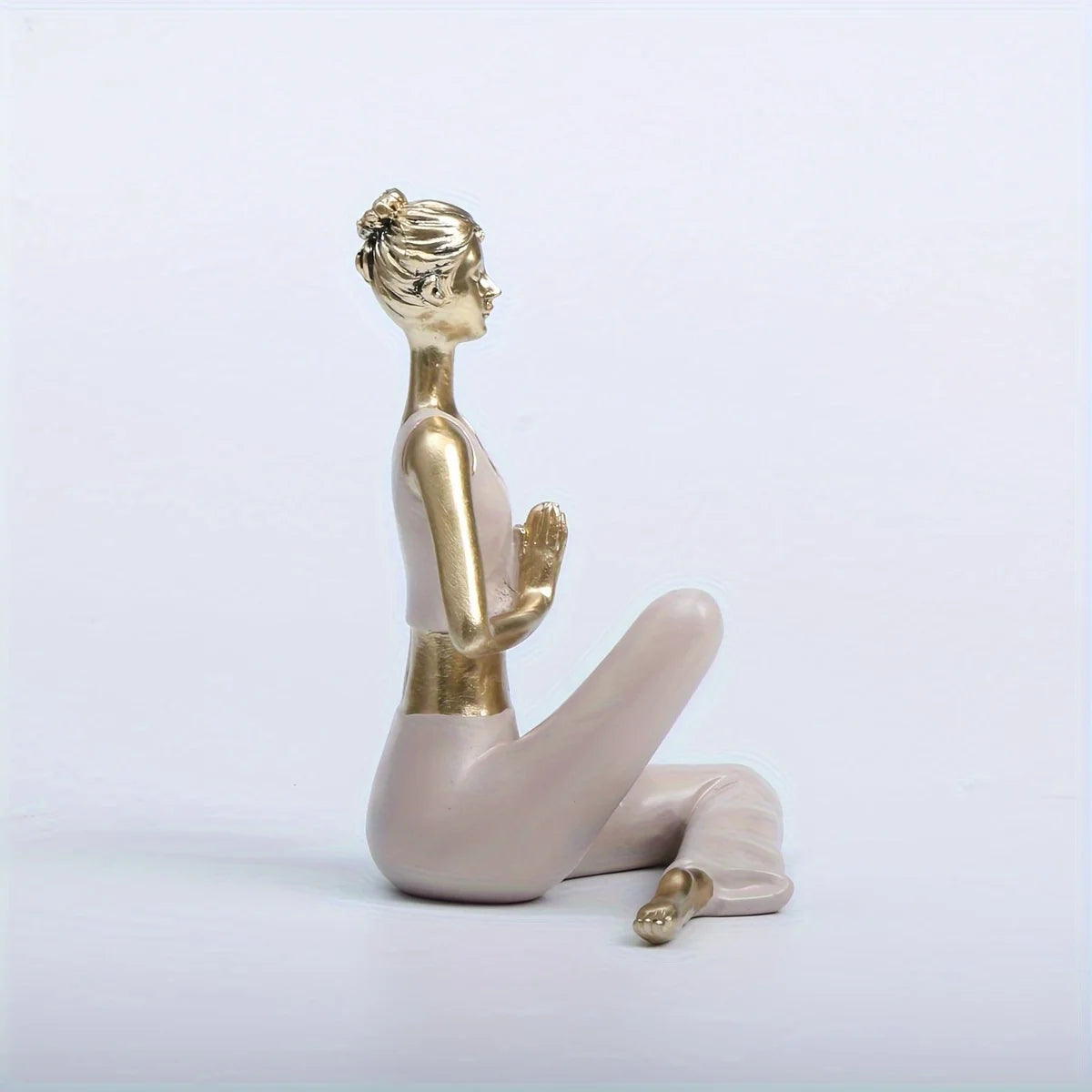 1 Elegant Resin Yoga Art Figures - Abstract Meditation Decor,Versatile White & Golden Home Accents, Zen Home Decor