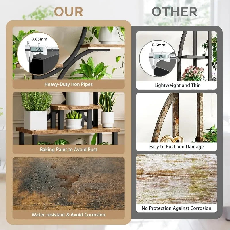Home Plant Stand Indoor with Grow Lights 62 Inch Tall 8 Tiered Black Plant Shelf for Large Indoor Plants