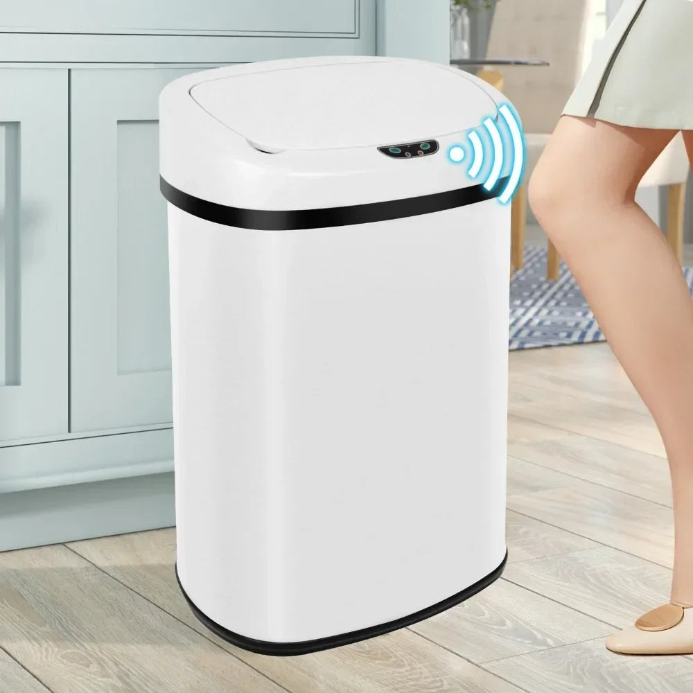 13-Gallon Kitchen Trash Can 50L Stainless Steel Garbage Can Automatic Touch Free Garbage Bin Motion Sensor Trash Can