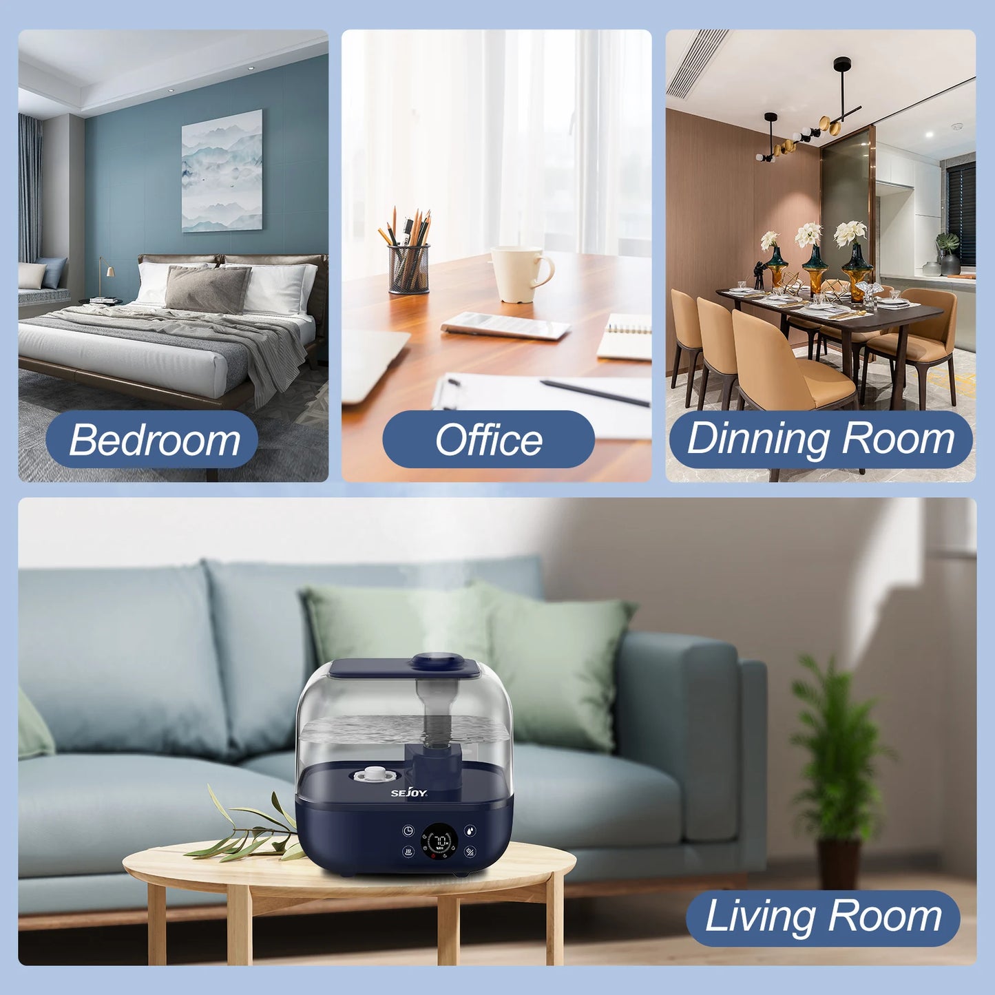 Sejoy Cool Mist Humidifiers for Bedroom Large Room 5L with Essential Oil Ultrasonic Humidifier for Home Baby Office Bedroom