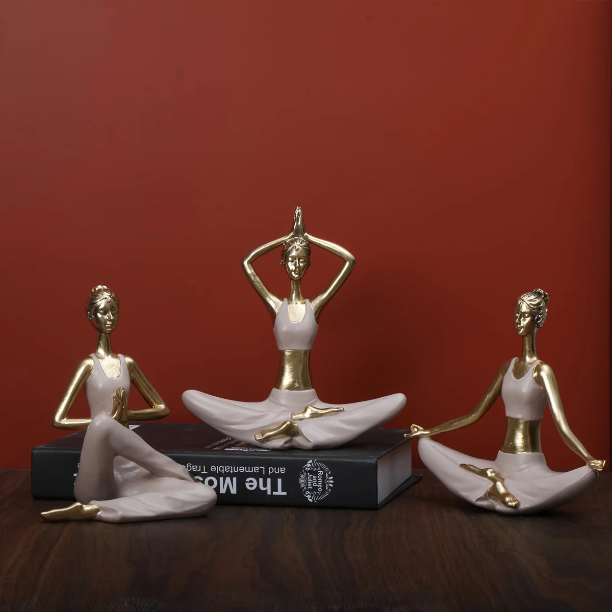 1 Elegant Resin Yoga Art Figures - Abstract Meditation Decor,Versatile White & Golden Home Accents, Zen Home Decor