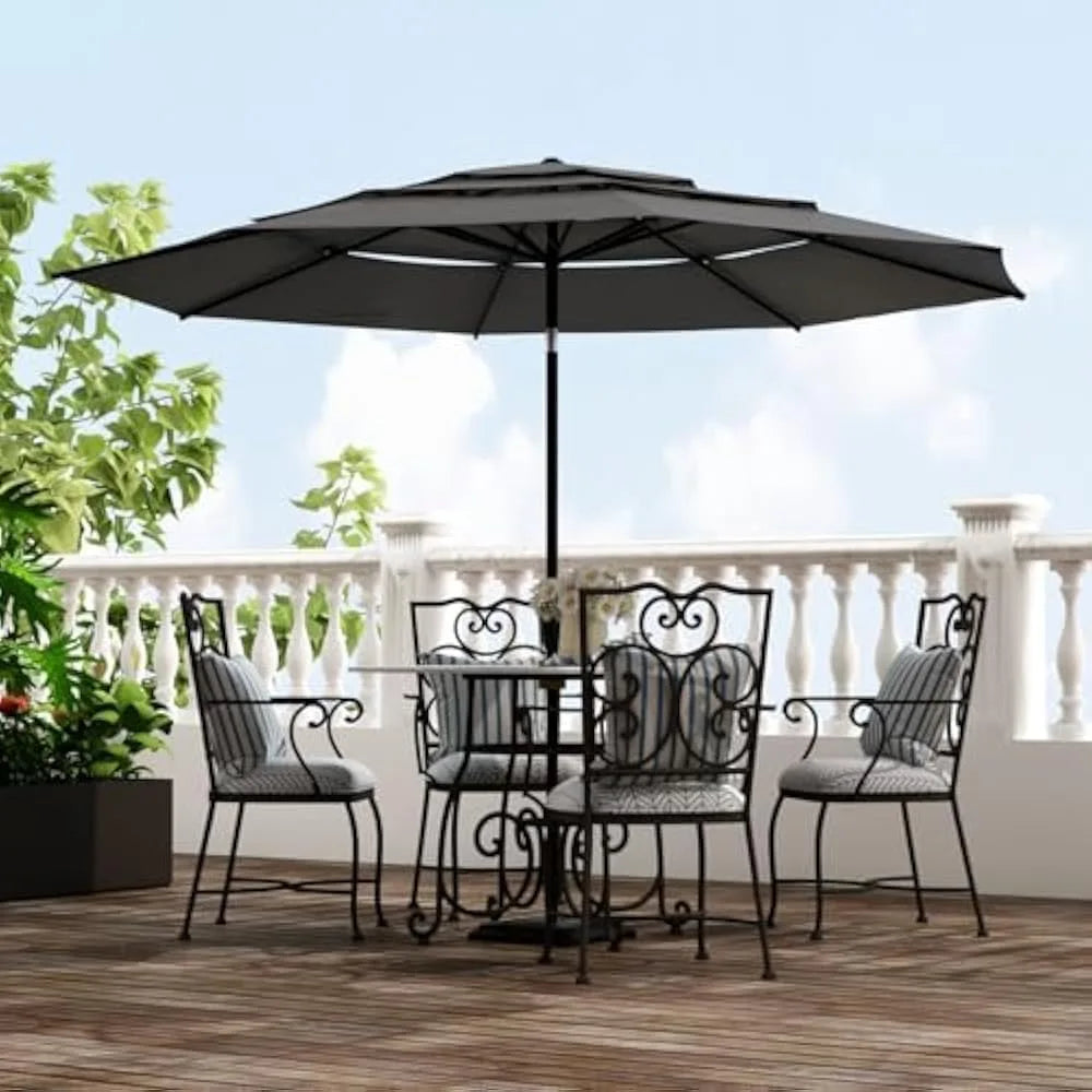 10ft Outdoor Patio Umbrellas 3 Tier Vented Market Table Umbrella Windproof for Backyard Deck Garden