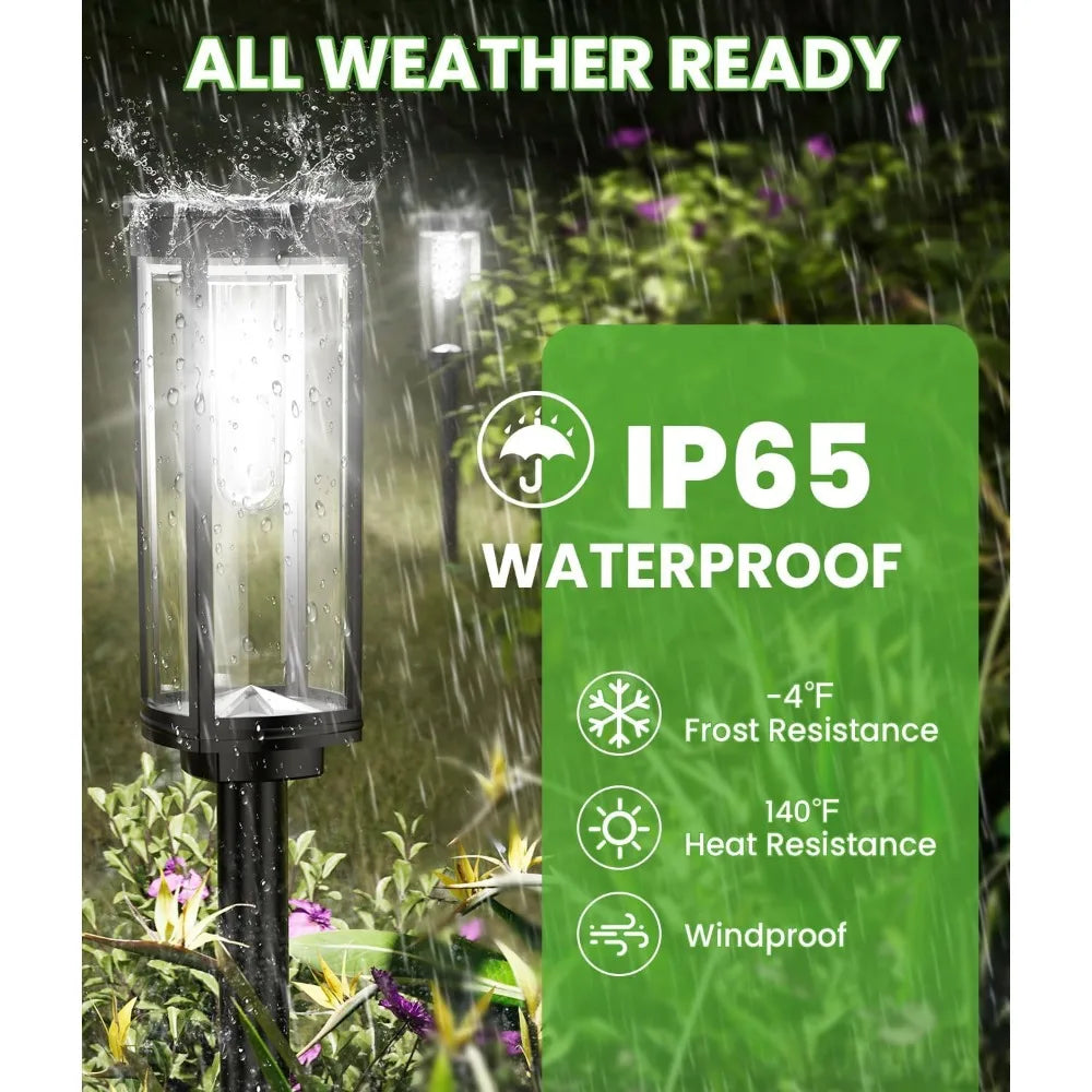 Bright Solar Lights Outdoor 6 Pack Waterproof IP65 Solar Pathway Lights Auto On Off Long Lasting Yard Lighting