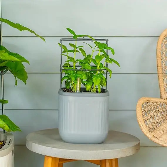 Vego Garden Mini Planter Indoor Pots with Trellis Self Watering Herb Countertop Planter for Climbing Vegetables and Flowers