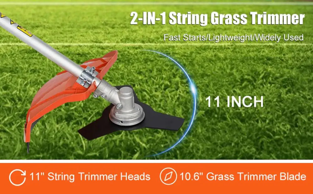 2200W Cordless Petrol Weed Eater 52CC 8500RPM Ergonomic String Trimmer Low Noise 2 In 1 Lawn Mower Machine