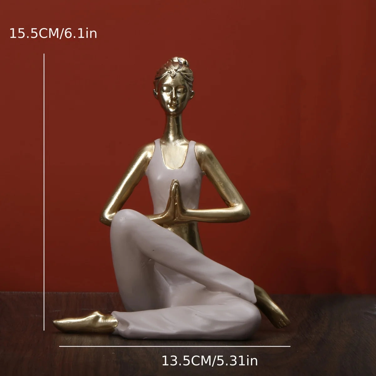 1 Elegant Resin Yoga Art Figures - Abstract Meditation Decor,Versatile White & Golden Home Accents, Zen Home Decor