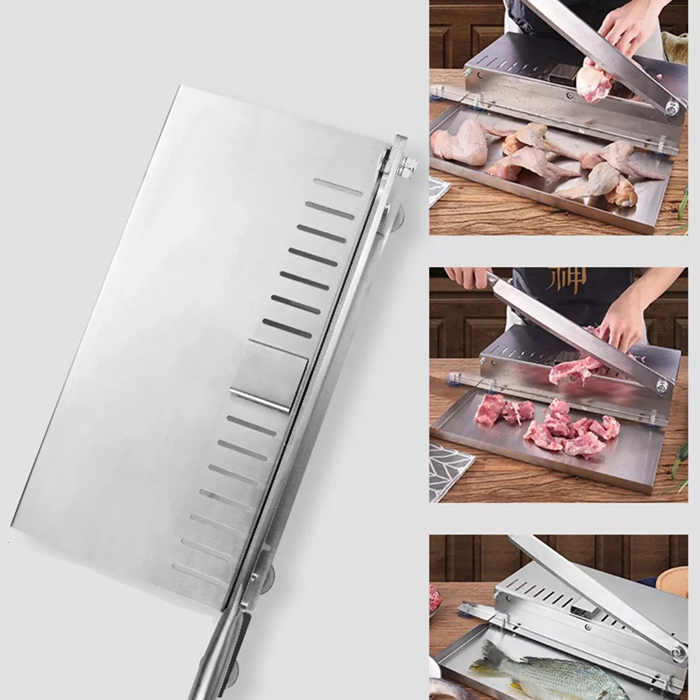 Manual Meat Slicer Bone Cutter Stainless Steel Food Cutter Slicing Machine Adjustable Multifunction Cutting Knife Kitchen Tools