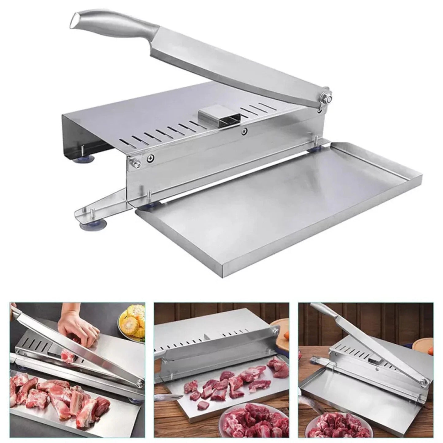 Manual Meat Slicer Bone Cutter Stainless Steel Food Cutter Slicing Machine Adjustable Multifunction Cutting Knife Kitchen Tools
