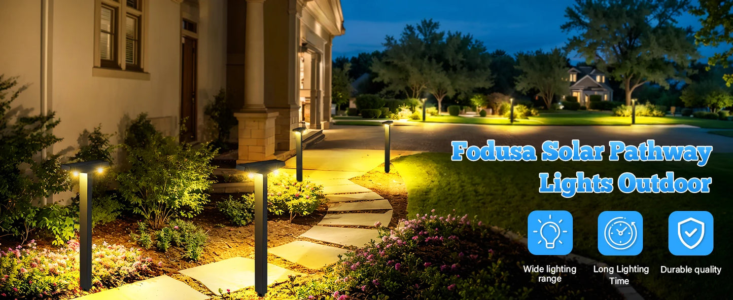 Waterproof Solar Garden Decorative Landscape Lighting for Path Lawn Walkway Driveway Backyard Decor Warm White
