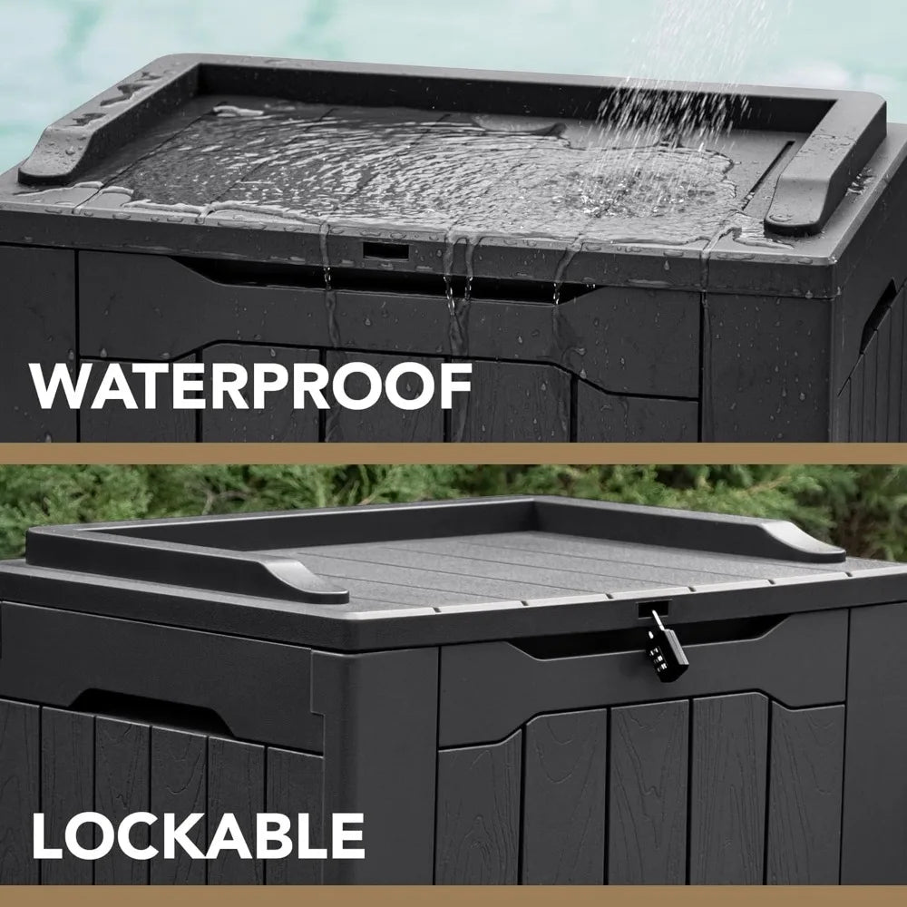 30 Gallon Resin Deck Box Outdoor Indoor Waterproof Storage Box for Patio Furniture Pool Accessories Storage for Cushion Garden
