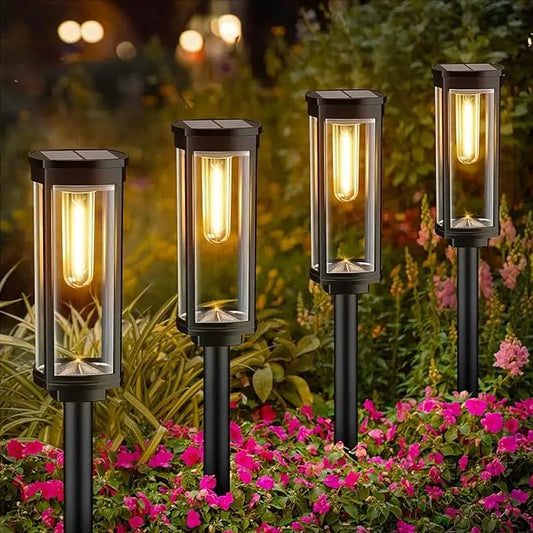 Bright Solar Lights Outdoor 6 Pack Waterproof IP65 Solar Pathway Lights Auto On Off Long Lasting Yard Lighting