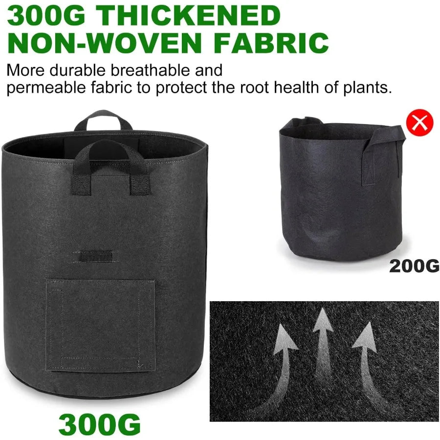 4Pack 10 Gallon Potato Grow Bags with Flap Window Heavy Duty Aeration Fabric Pots with Handles for Garden and Planting Black