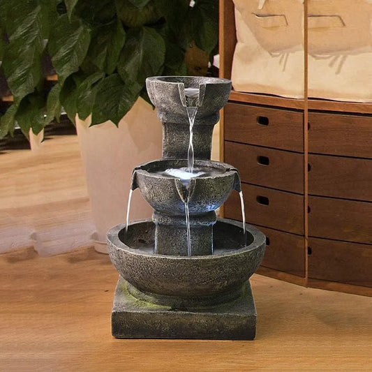 Outdoor Waterfall Fountain - Relaxing Soothing Garden Fountains Outdoor, Fountain Patio Outdoor for The Garden&Patio with LED Li
